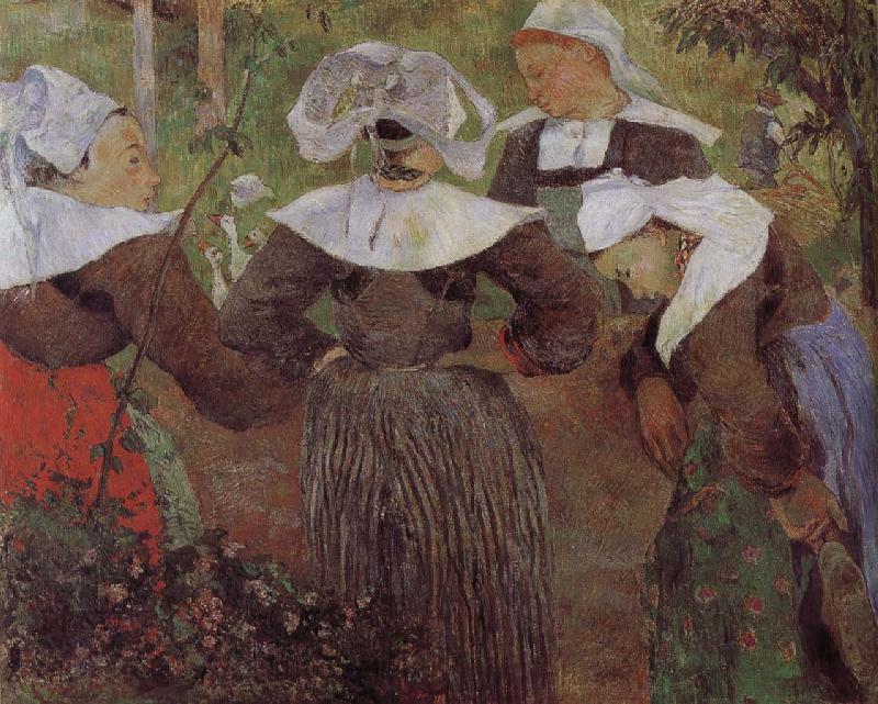 Paul Gauguin Four women dancing Brittany Norge oil painting art
